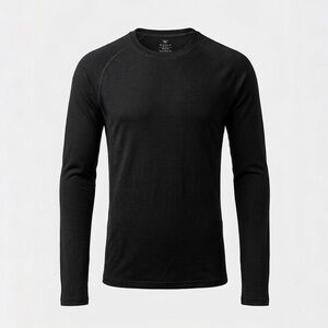 WOOLX Merino Wool Base Layer LS Crew Neck Thermal Performance Shirt, Black sz. S